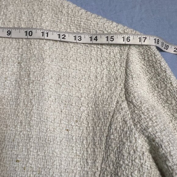 Maison Jules Women's Blazer Tweed Ivory Gold Button Size XL Jacket Wool Blend - Picture 11 of 12
